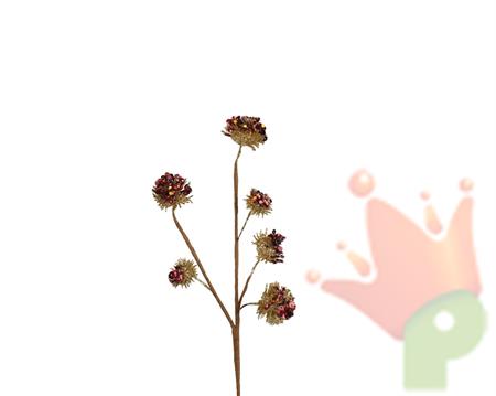 RAMO FIORI CON PERLINE ROSSO GLITTERATO 30CM