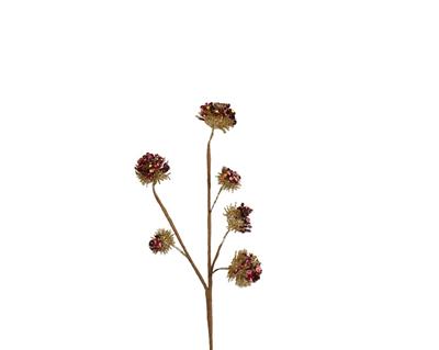 RAMO FIORI CON PERLINE ROSSO GLITTERATO 30CM
