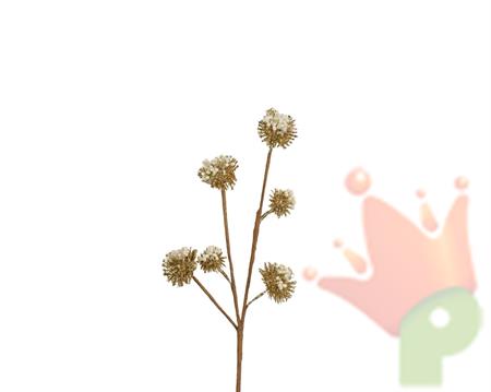 RAMO FIORI CON PERLINE ORO GLITTERATO 30CM