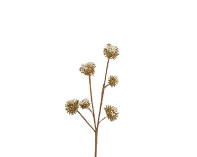 RAMO FIORI CON PERLINE ORO GLITTERATO 30CM