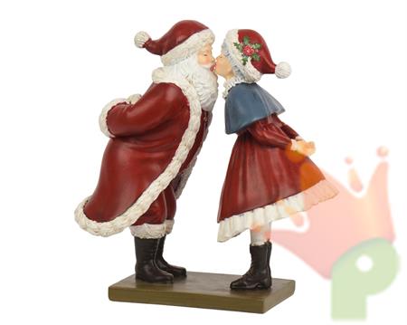 COPPIA BABBO E MAMMA NATALE BACIO 20CM