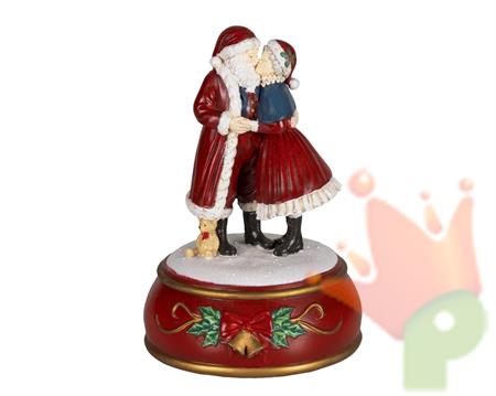 CARILLON COPPIA BABBO E MAMMA NATALE BACIO 18,2CM