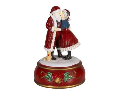 CARILLON COPPIA BABBO E MAMMA NATALE BACIO 18,2CM