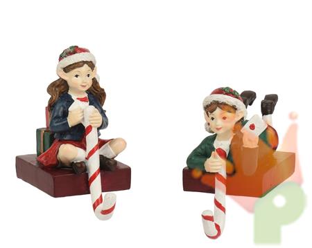 GANCIO PER CALZA NATALIZIO ELFO 14,5CM 2ASS