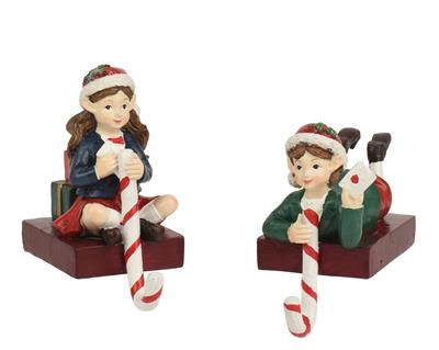 GANCIO PER CALZA NATALIZIO ELFO 14,5CM 2ASS