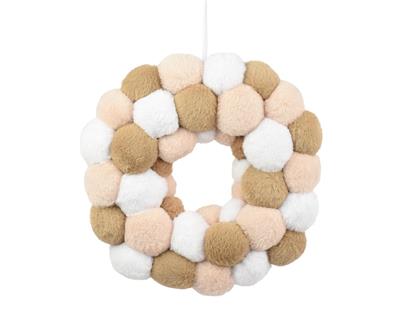 GHIRLANDA FUORIPORTA BEIGE/CREMA/BIANCO 40CM