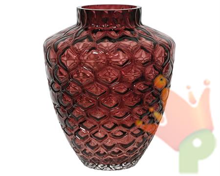 VASO IN VETRO DECORATO ROSSO 30CM