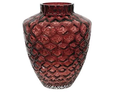 VASO IN VETRO DECORATO ROSSO 30CM