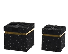SCATOLE IN VELLUTO CON PERLINE FIOCCO NERO 15,5X15,5X15,5CM 2PZ