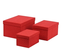 SCATOLE IN VELLUTO CON PERLINE ROSSO 34,5X24X18,5CM 3PZ