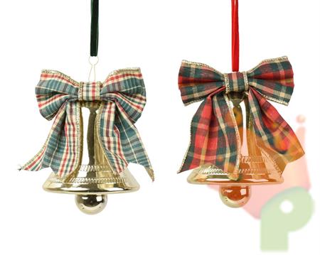 PENDENTE CAMPANELLA CON FIOCCO SCOZZESE ORO 10CM