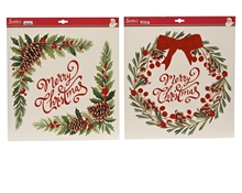 VETROFANIA MERRY CHRISTMAS CON BACCHE ROSSO GLITTERATO 2ASS