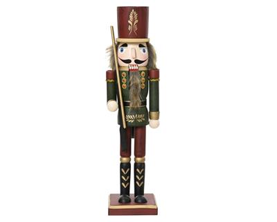 SOLDATINO SCHIACCIANOCI IN LEGNO ROSSO/VERDE 37CM