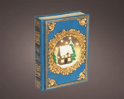 LIBRO BLU CON LED 6,5X16,5X22CM
