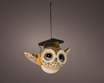 GUFO CON CAPPELLO CON MICROLED 10,5X16X9,5CM