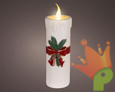 CANDELA BIANCA DECORATA CON LED 55,7CM