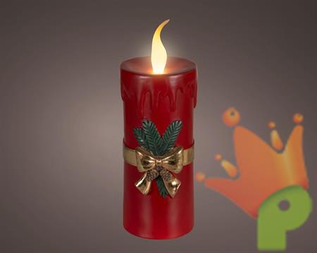 CANDELA ROSSA DECORATA CON LED 44CM