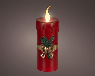 CANDELA ROSSA DECORATA CON LED 44CM