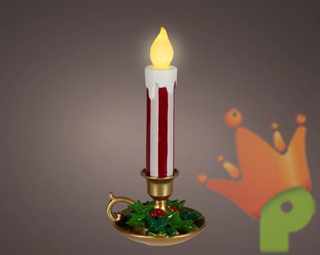 CANDELA CON PORTACANDELA DECORATA CON LED 37,5CM