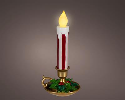 CANDELA CON PORTACANDELA DECORATA CON LED 37,5CM