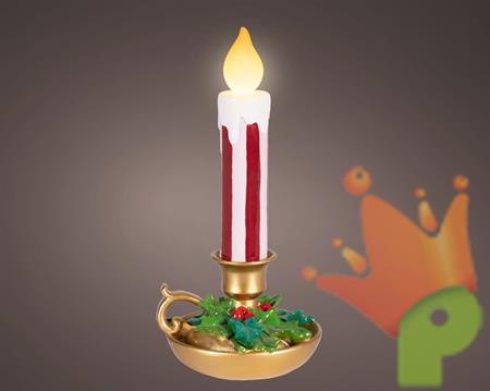 CANDELA CON PORTACANDELA DECORATA CON LED 24CM