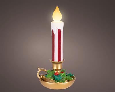 CANDELA CON PORTACANDELA DECORATA CON LED 24CM