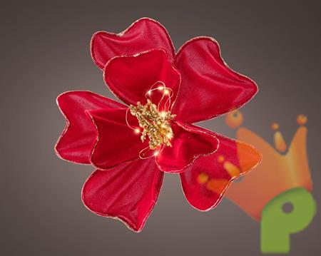 FIORE IN VELLUTO ROSSO CON LED 30X30CM