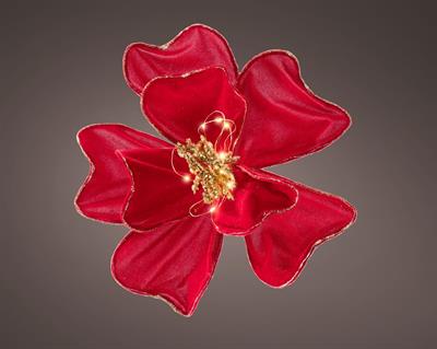 FIORE IN VELLUTO ROSSO CON LED 30X30CM