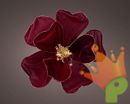 FIORE IN VELLUTO BORDEAUX CON LED 30X30CM