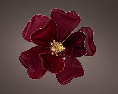 FIORE IN VELLUTO BORDEAUX CON LED 30X30CM