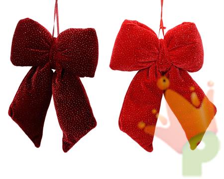 FIOCCO IN VELLUTO ROSSO GLITTERATO 30CM 2ASS