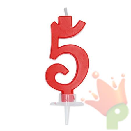 CANDELINA NUMERO 5 CERA ITALIC ROSSA 7CM