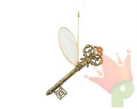 PENDENTE CHIAVE CON ALI ORO ANTICO 14,5X4,7X0,5CM