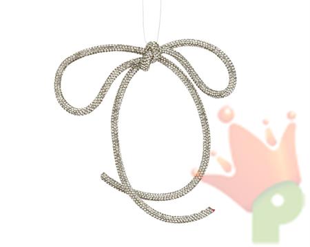 FIOCCO DI PERLINE ARGENTO 23,5X17X0,5CM