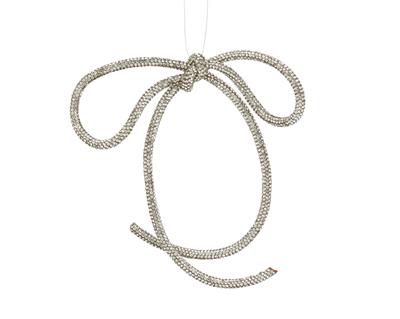 FIOCCO DI PERLINE ARGENTO 23,5X17X0,5CM
