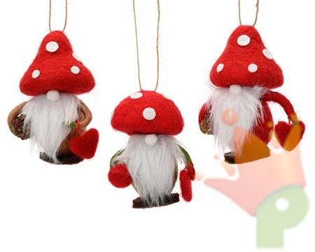 PENDENTE GNOMO CON CUORE ROSSO 10CM 3ASS