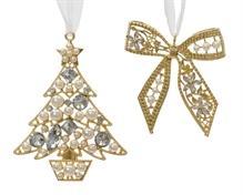 PENDENTE ALBERO/FIOCCO ORO CON PERLINE 9,5CM 2ASS