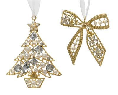 PENDENTE ALBERO/FIOCCO ORO CON PERLINE 9,5CM 2ASS