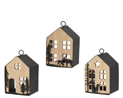 PENDENTE CASETTA IN FERRO 9X7X14,5CM 3ASS