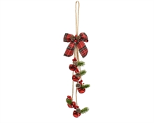 FIOCCO SCOZZESE CON PIGNE E CAMPANELLE ROSSE 34CM