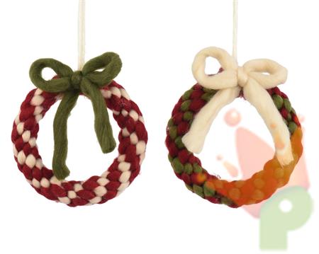 PENDENTE GHIRLANDA IN LANA CON FIOCCO 15,5CM 2ASS