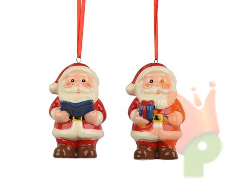 PENDENTE IN PORCELLANA BABBO NATALE 9CM 2ASS