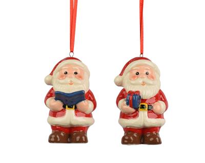 PENDENTE IN PORCELLANA BABBO NATALE 9CM 2ASS