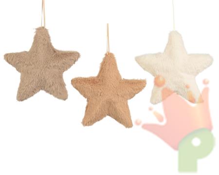 PENDENTE STELLA IN PELLICCIA BEIGE 13CM 3ASS
