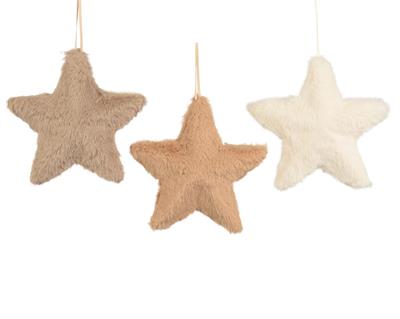 PENDENTE STELLA IN PELLICCIA BEIGE 13CM 3ASS