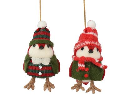 PENDENTE IN LANA UCCELLINO CON CAPPELLO 15CM 2ASS