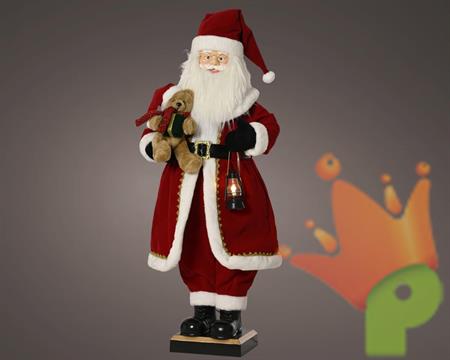 BABBO NATALE CON ORSETTO E LANTERNA 110CM