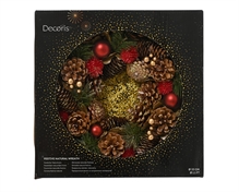 GHIRLANDA FUORIPORTA CON PIGNE GLITTERATO ORO 33CM