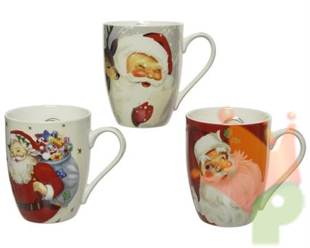 TAZZA IN PORCELLANA BABBO NATALE 10CM 3ASS