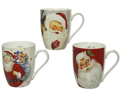 TAZZA IN PORCELLANA BABBO NATALE 10CM 3ASS
